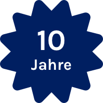 Siegel mit dem Text '10 Jahre'